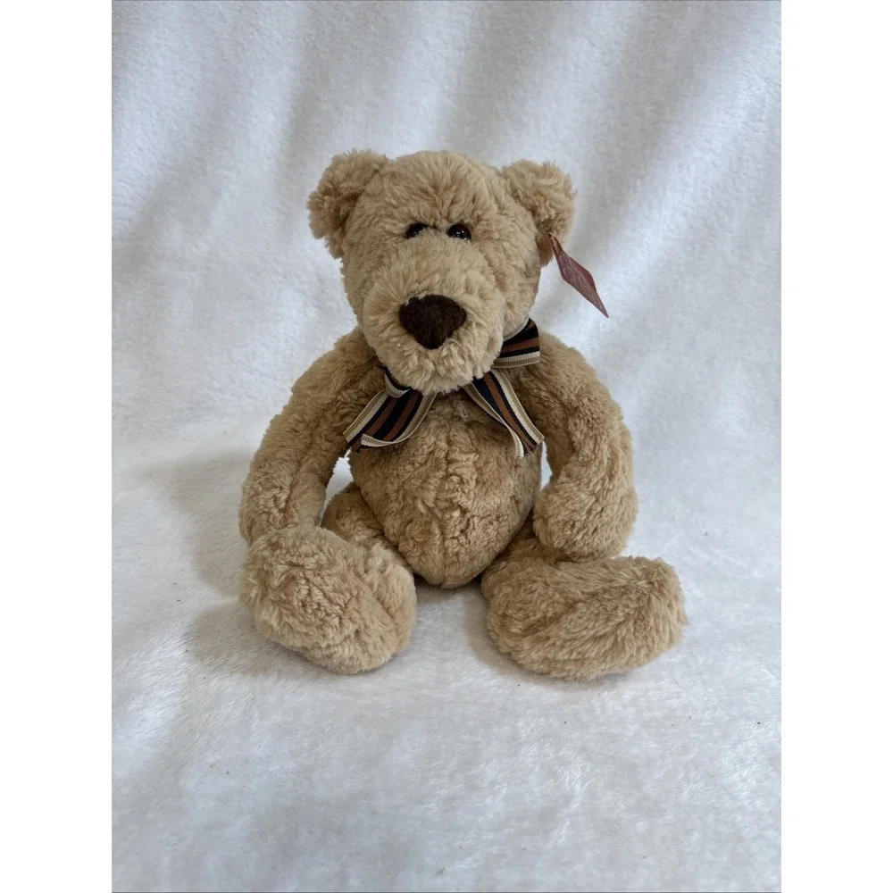 Gund Bearsnickles 2464 Tan Plush Teddy Bear with Striped‎ Bow 10 inch